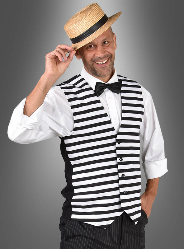 Black and White striped Waistcoat 