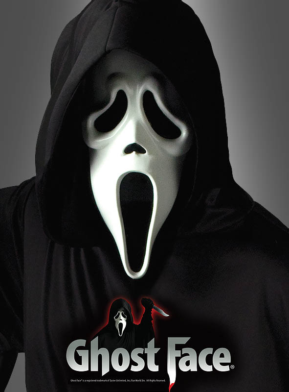 Original Scream Latex Maske mit Kapuze 
