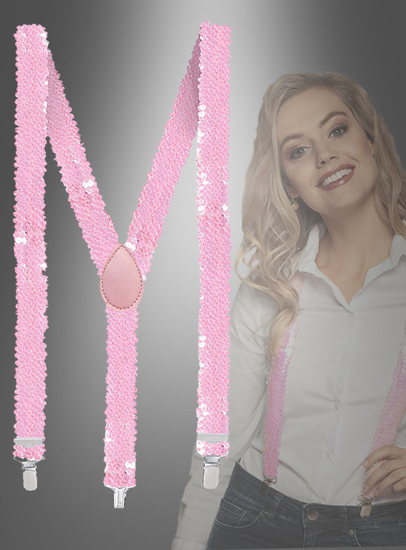 Pailletten Hosenträger rosa 
