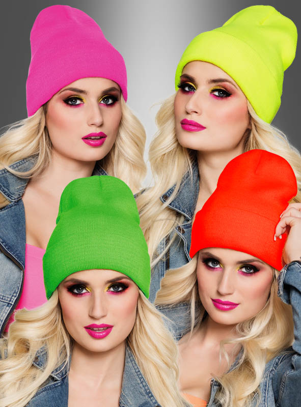Beanie Strickmütze in coolen Neonfarben 