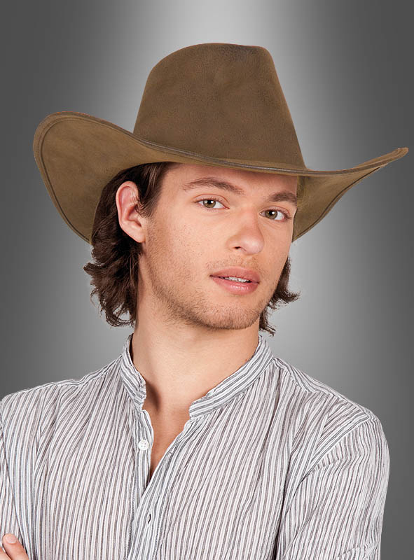 Cowboyhut Wild Lederoptik Deluxe Braun