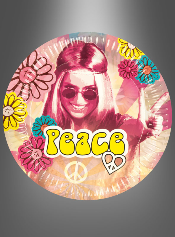 Pappteller mit Hippiemotiv ♥ bei Kostümpalast.de
