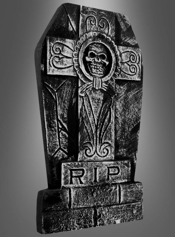 Gevatter Tod Grabstein Halloween Deko - Gothic Gartenstatue 64cm Aus Polyresin