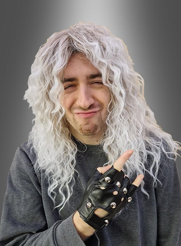 Rocker Perücke blond mit weißen Strähnen 