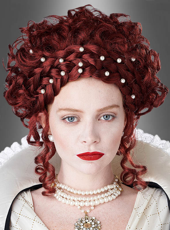 Queen Elisabeth Wig with Pearls red 