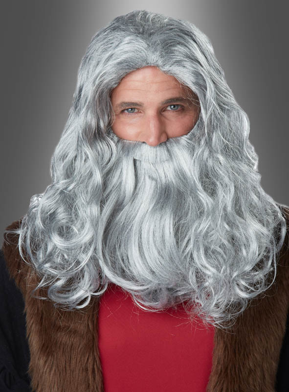 Graue Perücke und Bart Da Vinci 