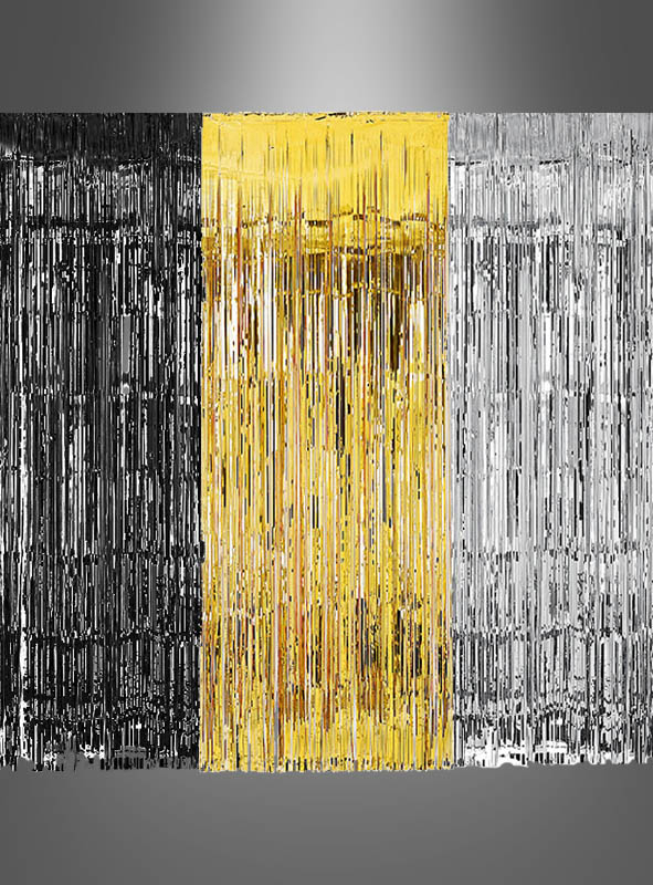 Glitter tinsel curtain silver, gold or black 