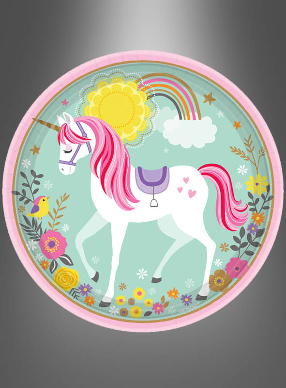 8 x Unicorn Paper Plates 