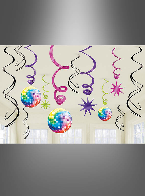 Bunter Disco Party Swirl Deko Set 12 Teile 