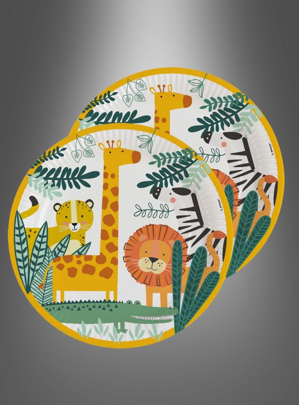 8 x Pappteller Dschungel Tiere 23cm 