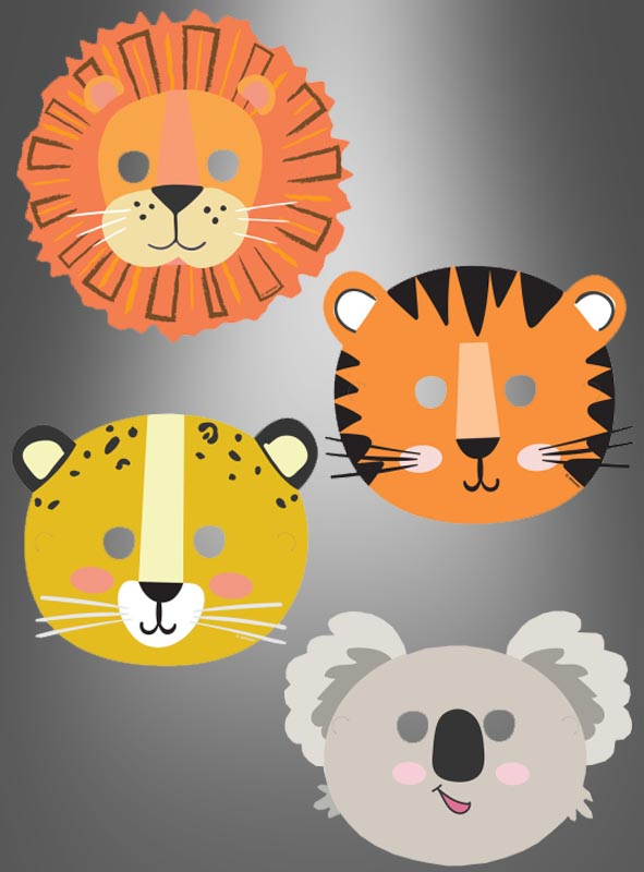 8 x Wild Animals Paper Masks 