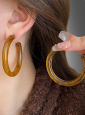 70s open Hoop Earrings brown 