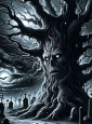 Scary tree spirit mural 100x185cm washable 
