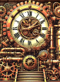 Steampunk Uhr Hintergrund 150x150cm Deko waschbar 
