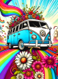 70s Hippie Bus 100x185cm Wall Decoration 