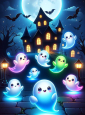Child friendly Ghosts 120x185cm Halloween Deco 