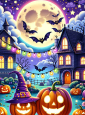 Kinderfreundliche Halloween Stadt 120x185cm Fotowand 