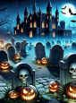 Halloween Friedhof 150x240cm Fotohintergrund waschbar 