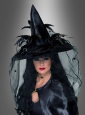 Deluxe Witch Hat Black with Feathers 