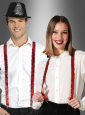 Rote Pailletten Hosenträger unisex X