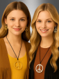 Hippie Kette und Ohrringe Peace 