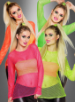 Netz Shirt in Neonfarben 80er Outfit 