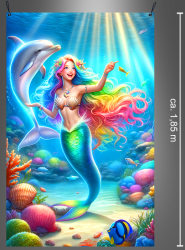Artikelbild 2 des Artikels “Meerjungfrau mit Delfin 120x185cm Wandbild waschbar “