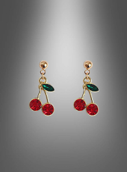 Product image 2 of the product “Golden Cherry Earrings Rockabilly ”