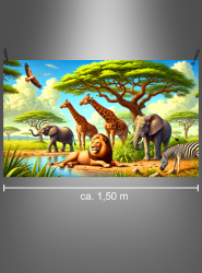 Artikelbild 2 des Artikels “Safari Tiere Wandbild 90x150cm Deko waschbar “