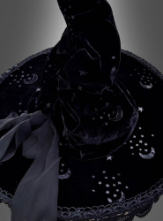 Product image 2 of the product “Black Velvet Witch Hat with Lace ”