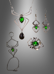 Artikelbild 2 des Artikels “Spinnen Schmuck Set mit grünem Edelstein “