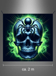 Product image 2 of the product “UV Skull with Spider Fabric Background 185x200cm ”