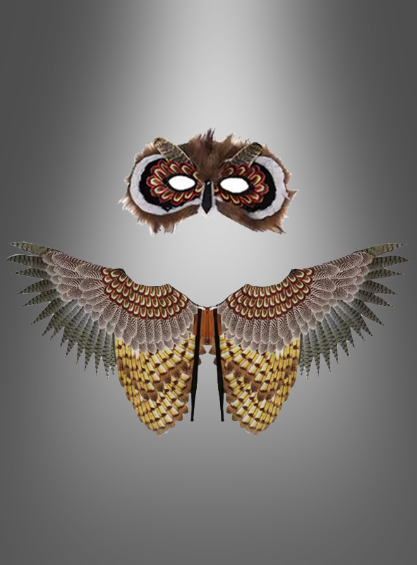 Eulenflügel mit Maske für Vogelkostüm 