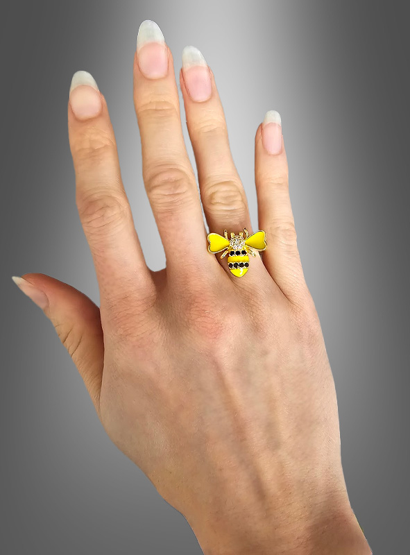 Verstellbarer Bienen Ring mit Strassteinen 