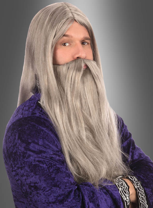 Wizard long Beard grey with Wig Adult 