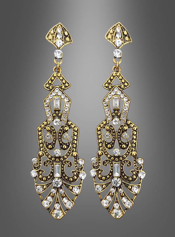 Golden Earrings with Perls or Rhinestones 