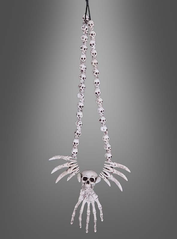 Skeleton Hand and Skulls Necklace 