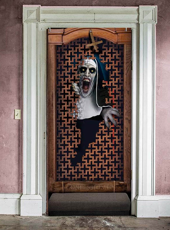 Halloween Türposter 179x80cm Nonne oder Treppe 