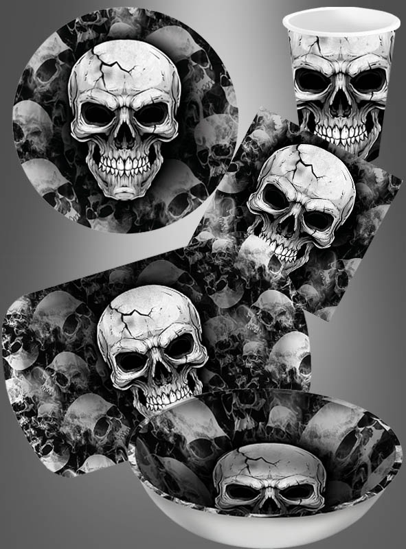 6 St. Halloween Totenkopf 240ml Trinkbecher 