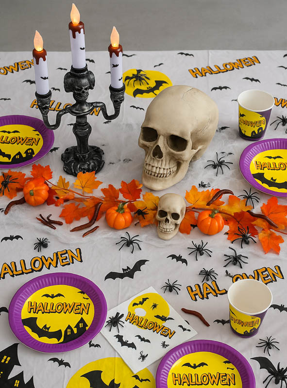Halloween Pappgeschirr Set Fledermaus 19 Teile 