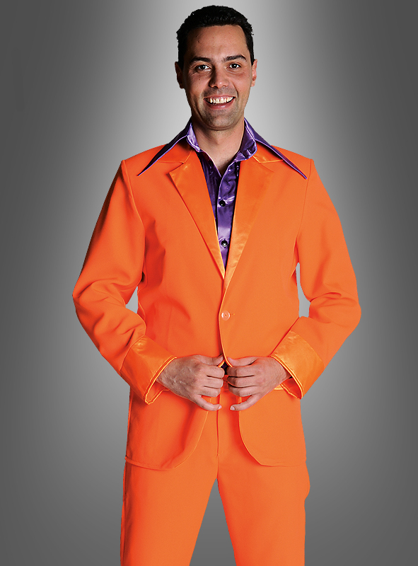 Hose und Sakko Anzug Orange mit Schlips ideal für Karneval und Partys 