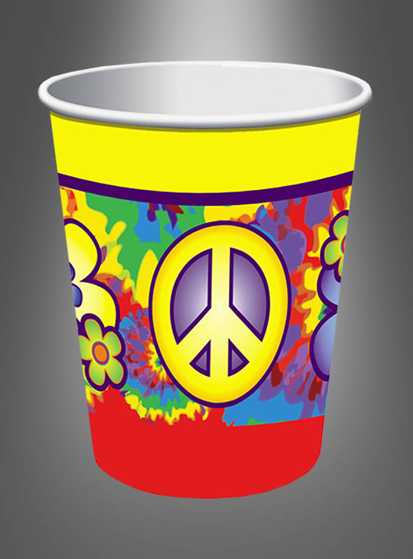 70er Hippie Pappbecher 8 Stück 