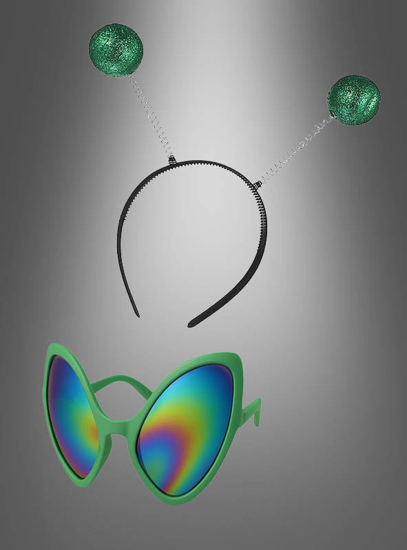 Alien Set Glasses and Feelers green 