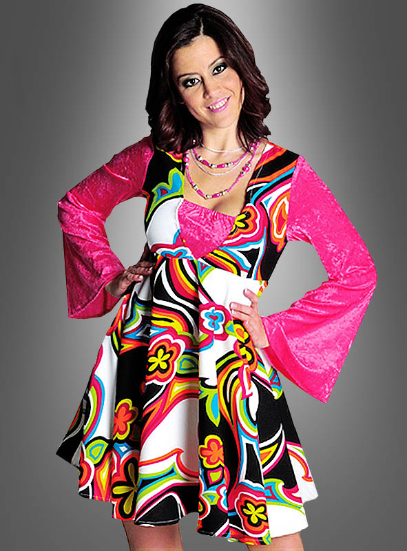 Kleid 70er Mode Neon Psychodelic XXL