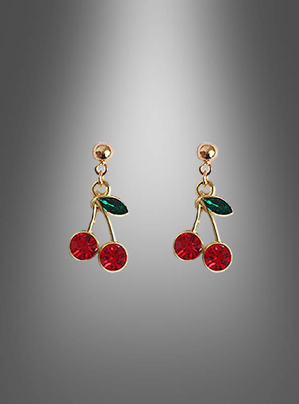Golden Cherry Earrings Rockabilly 