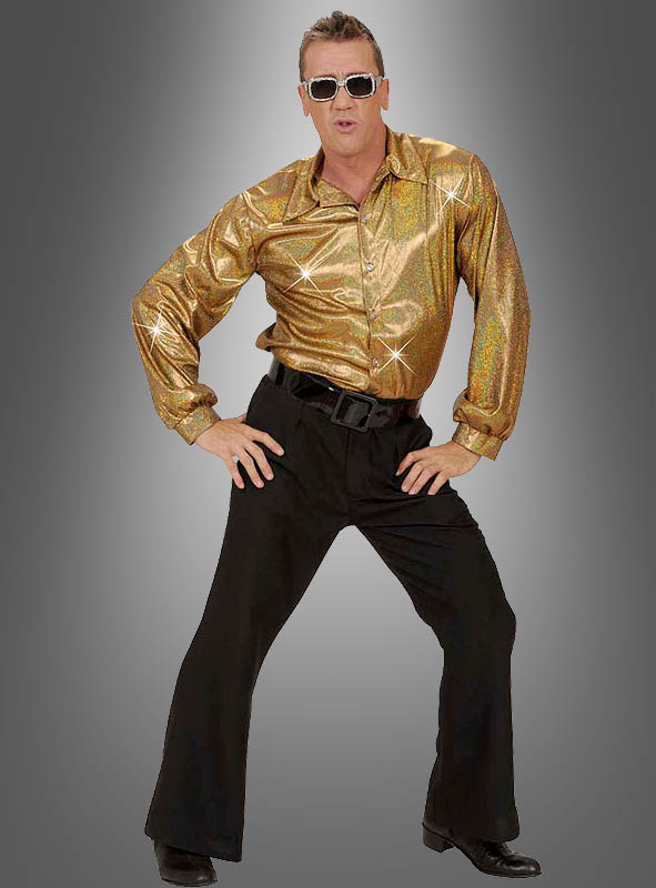 Karneval Disko Kostüm Shirt gold Diskohemd Partyhemd  L 50/52 