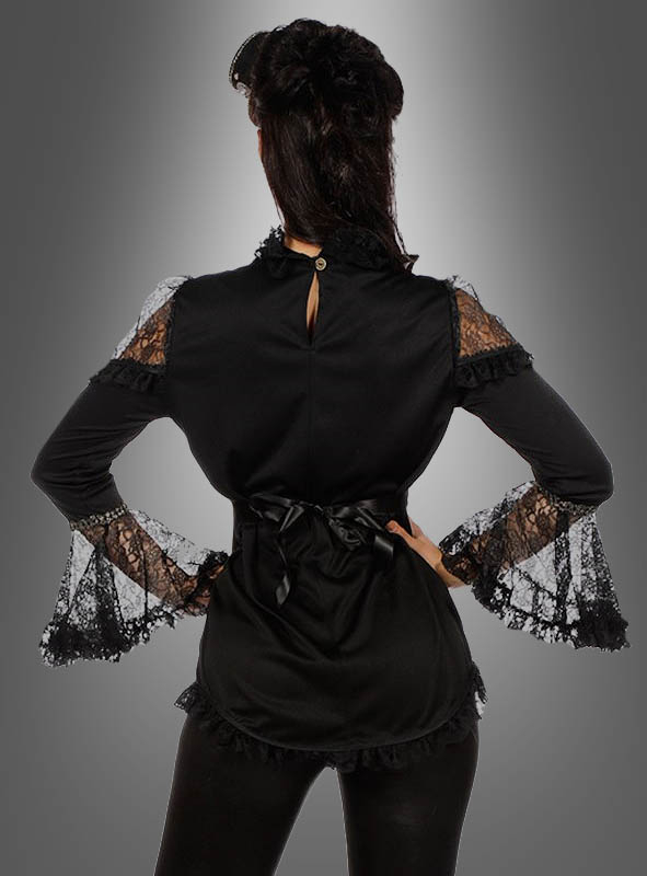 THE Damen Kostüm Barock Vampirin Piratin Bluse schwarz