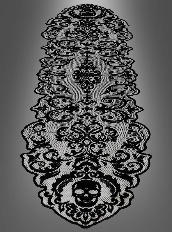 Black Gothic Skull Table Runner 180cm 