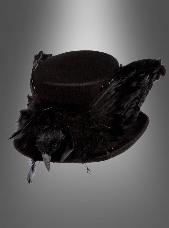 Black Top Hat with Crow Wings 