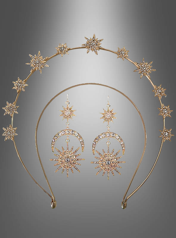 Jewelry Set Sun, Moon and Stars gold 